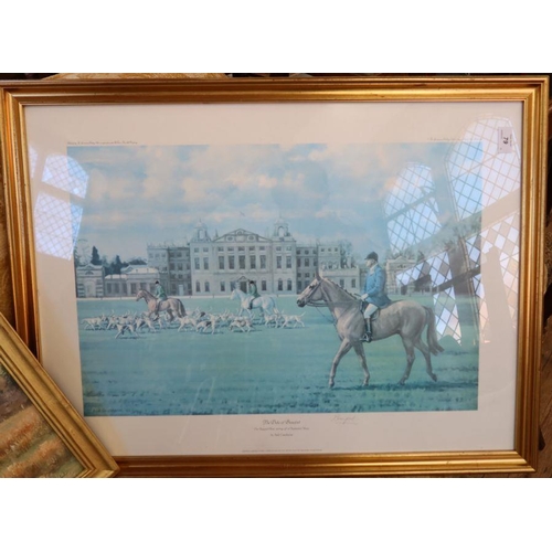 79 - A Neil Crowthorne print, The Duke of Beaufort, Beaufort Hunt moving off from Badminton House, togeth... 