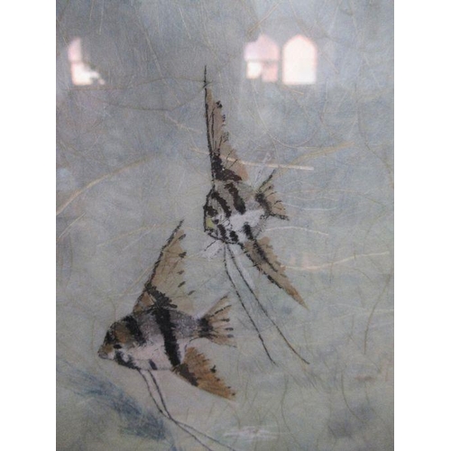 85 - An Oriental picture of two fish, 11.5ins x 6.5ins