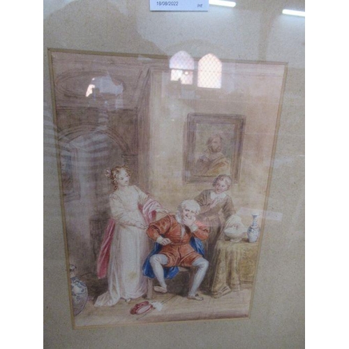 87 - Two 19th century watercolours, studies of figures, 9ins x 6ins