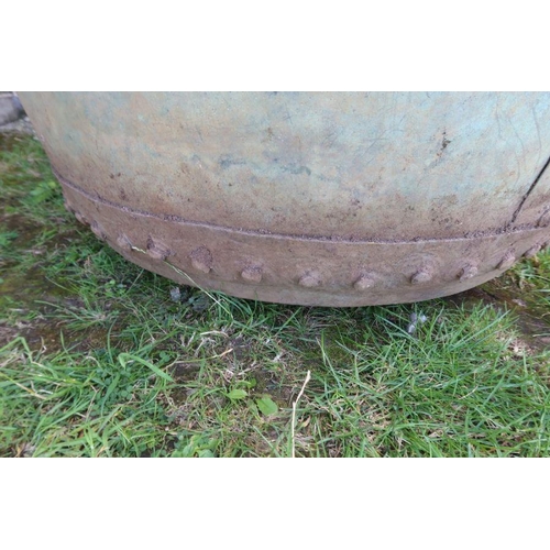 115 - A large rivetted copper bin, diameter 36ins x height 27ins