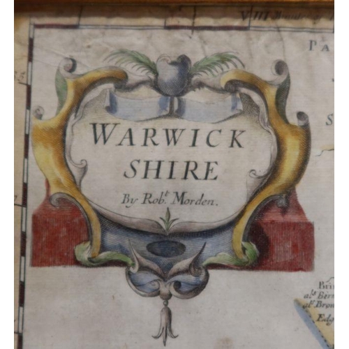 166 - R Blome, A Mapp of Warwickshire, hand coloured, 13ins x 11ins, together with a Robert Morden, hand c... 