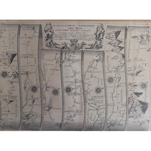 171 - An antique map, of the road from London to Montgomery, North Wales by John Ogilby Esq, plate 44.