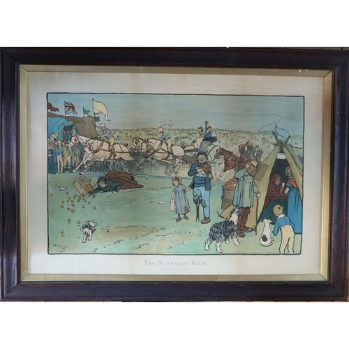 173 - Cecil Aldin, two colour prints, The Bluemarket Races, The Arrival on the Course and Between the Race... 