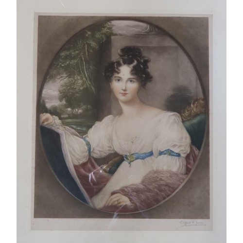 174 - Clifford R James, coloured mezzotint, portrait of a woman, signed in pencil, 18ins x 15ins