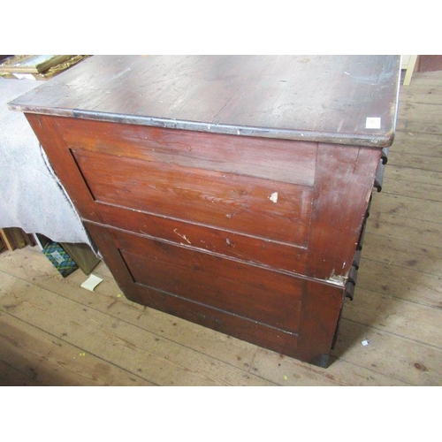 18 - A stained pine plan chest, fitted eight drawers, width 48ins, height 36ins, depth 35ins