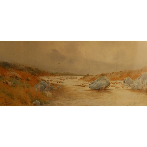 194 - S E Hall, watercolour, On The Yore, Weneleydale, 9.5ins x 20.5ins