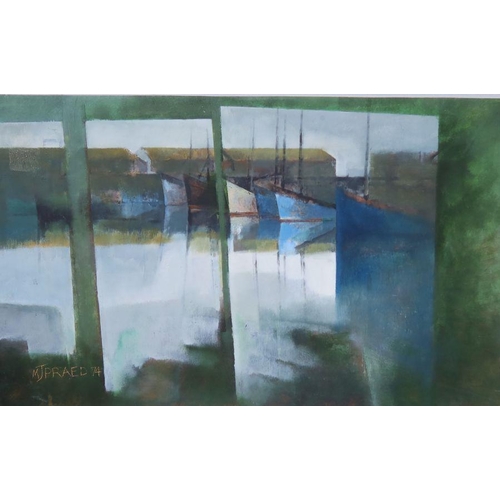 210 - Michael J Praed, oil on board, Reflections, 22ins x 36ins