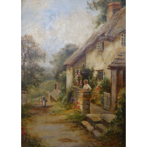 221 - Eva Maryon, pair of oil on canvas, Cornish Cottage and Devonshire Home, 13.5ins x 9.5ins