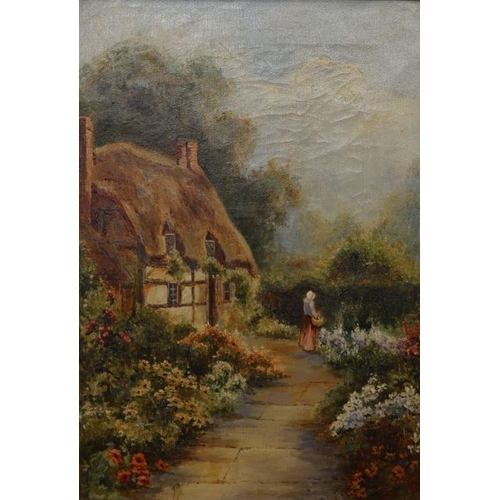 221 - Eva Maryon, pair of oil on canvas, Cornish Cottage and Devonshire Home, 13.5ins x 9.5ins