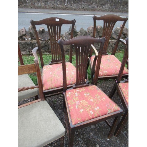 3 - A set of eight (6+2) mahogany dining chairs, with pierced splats together with 4 regency style chair... 