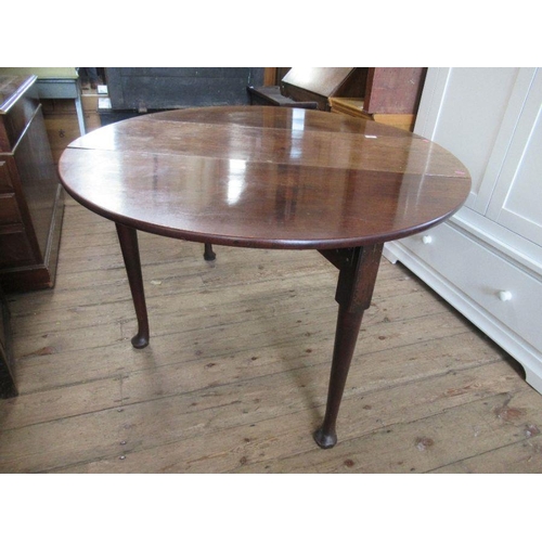 40 - A 19th century mahogany drop leaf table, with swing leg action and pad foot, 46ins x 54ins, height 2... 