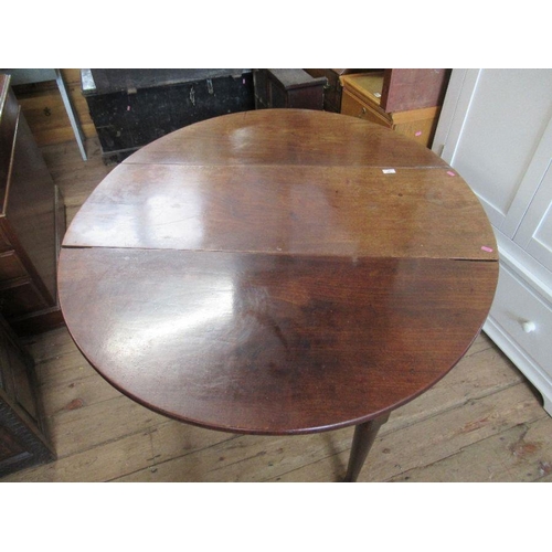 40 - A 19th century mahogany drop leaf table, with swing leg action and pad foot, 46ins x 54ins, height 2... 