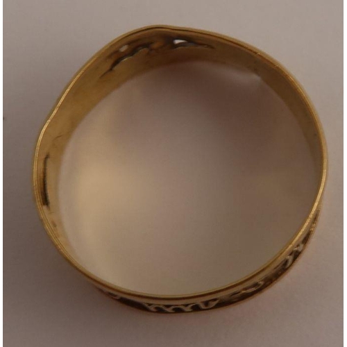 418 - A gold ring, decorated with signs of the zodiac, af, weight 1.9g