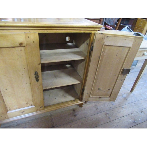 50 - A pine cupboard, width 38ins, depth 20ins, height 40ins, together with a washstand, width 35ins, hei... 