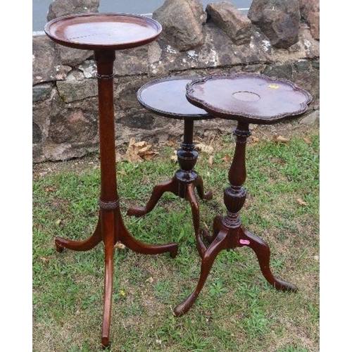 51 - 19th century oak jardinière stand, together with two wine tables