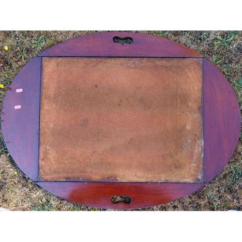 71 - A 19th century mahogany butler's tray, on stand, the tray with four hinged sides and inlay to the ed... 