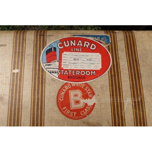 78 - Two vintage picnic sets, together with a brief case, a suitcase bearing 'Cunard State Room label, an... 