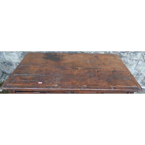 88 - An antique oak chest, of two short over three long drawers with panelled fronts, width 37ins x depth... 