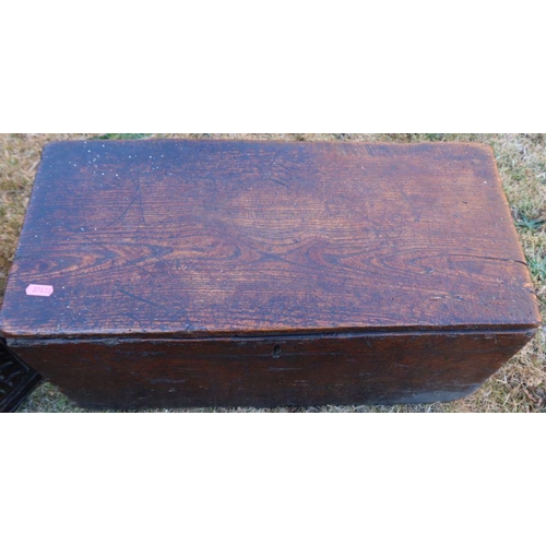 90 - An antique oak bible box, with carved front, 25.5ins x 13ins x height 10.5ins, together with another... 