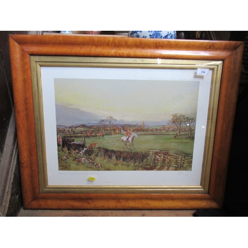 156 - A limited edition signed John King print, with maple of frame , 17ins x 23ins