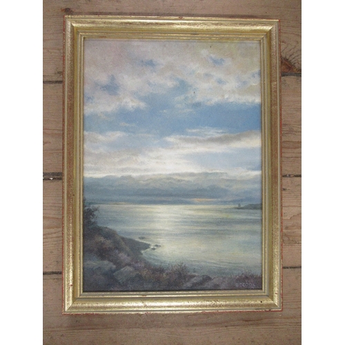 203 - An oil on board, coastal scene, signed B.Cook, 13ins x 10ins, together with an oil on board, river s... 