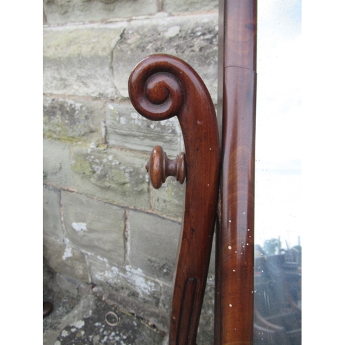 152 - A Victorian mahogany swing frame toilet mirror, 39ins x 9.5ins