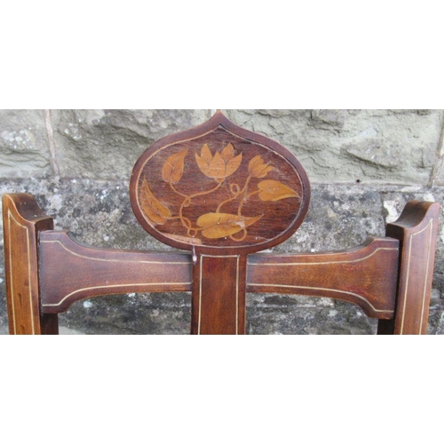 10A - A set of four Edwardian chairs, with line and floral inlay