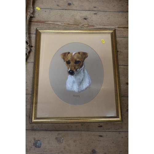 185 - Mary Browning, three pastels, portraits of terrier dogs