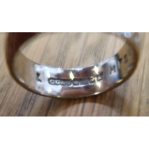 227 - An 18ct white gold wedding band, with etched decoration, weight 5.4g