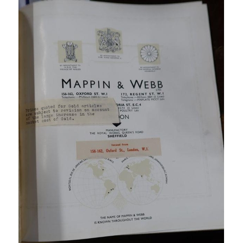 271 - A Mappin & Webb catalogue with prices, for jewellery, silver, watches, plated items etc