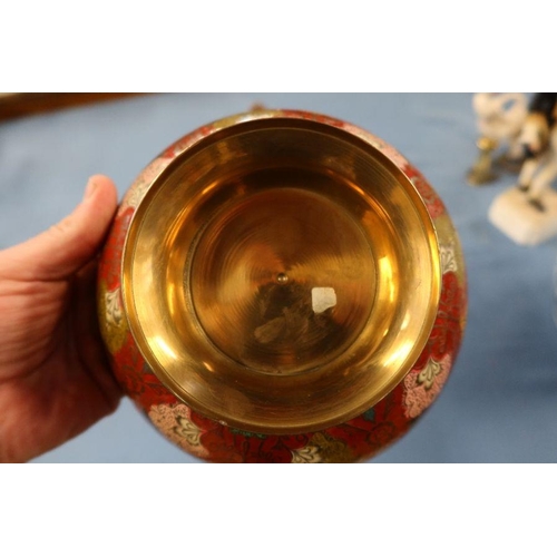 276 - A pair of Royal Worcester table salts, together with a cloisonne dish and other pottery items