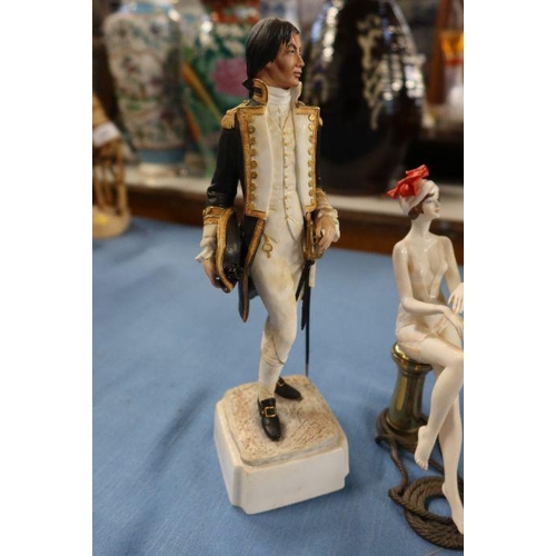 277 - Three Albany Fine China metal and porcelain figurines, together with a military figure