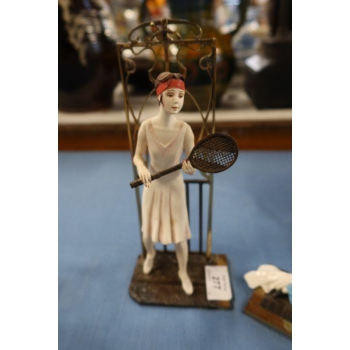 277 - Three Albany Fine China metal and porcelain figurines, together with a military figure