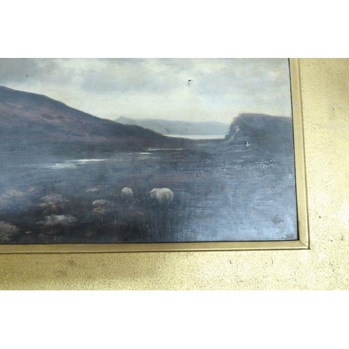 322 - Hugh de Twenebrokes Glazebrook attributed , oil on canvas, Coniston Lake, 16ins x 29.5ins... 