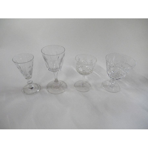 397 - Two boxes of assorted glassware, including 19th century style glasses, coloured glass, Dartington pa... 