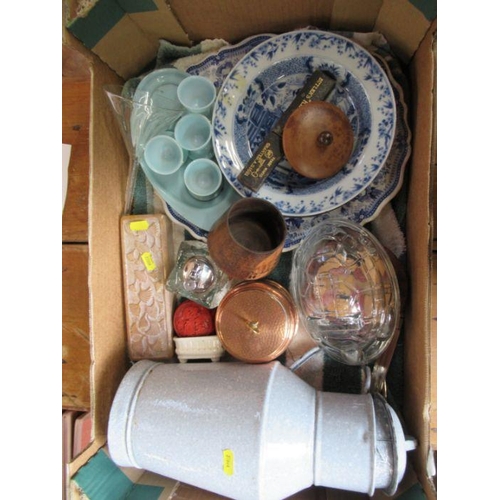 415 - A box of sundry china, to include 18th century style plates