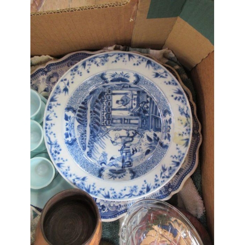 415 - A box of sundry china, to include 18th century style plates