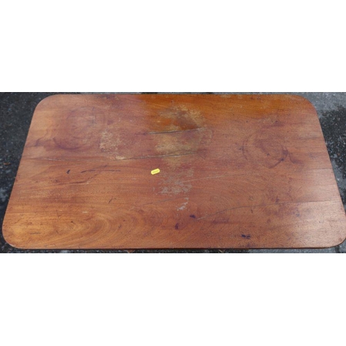 106 - A Victorian mahogany table, of rectangular form, fitted with a drawer to either end, raised on a tur... 