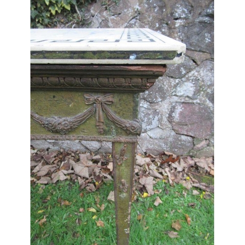 113 - A Regency design  marble topped hall table, the marble having a  Greek key border, over gilt base wi... 