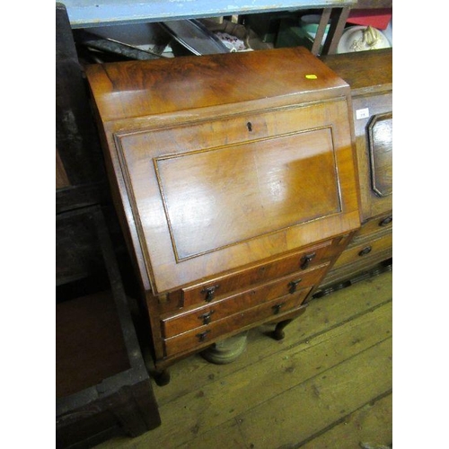 116 - A walnut bureau, together with an oak bureau