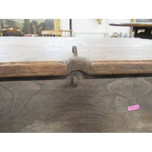 120 - An Antique oak coffer, width 29ins, height 25ins