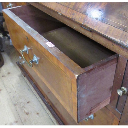 128 - A 19th century mahogany bureau bookcase, possibly an associated top, with astragal glazed door open ... 