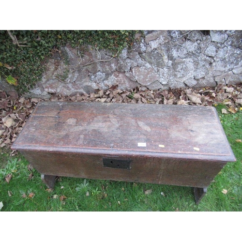 139 - An Antique six plank coffer/sword box, width 44ins