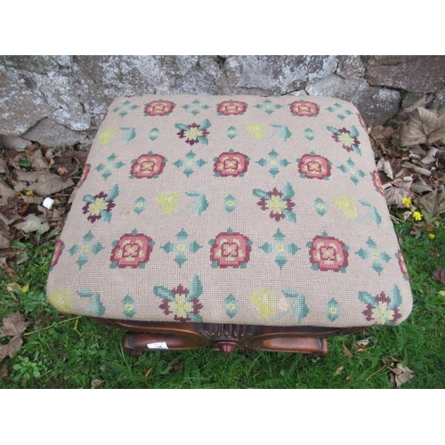 16 - A 19th century style walnut cross framed stool, 16ins x 19ins, height 17ins