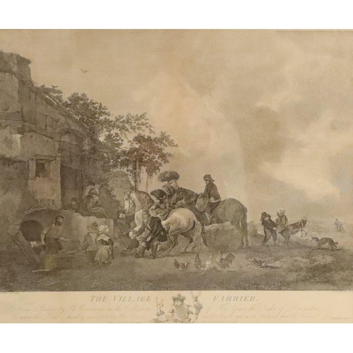 166 - An Antique black and white engraving, The Village Farrier, 11.5ins x 14ins