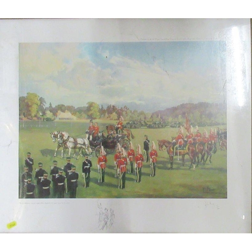 174 - Ken Howard, two colour prints, military subject, together with a John King print