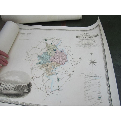 187 - C and J Greenwood 1831, 2 coloured steel engraved maps of Bedford and Huntingdonshire 23