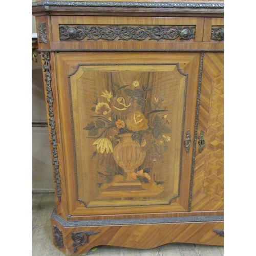 21 - 37866 A modern glazed display cabinet, having parquetry and marquetry decoration and applied metal m... 