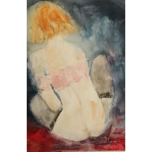 223 - Rosa Sepple, mixed media, Belinda, nude from the back, 21ins x 13.5ins