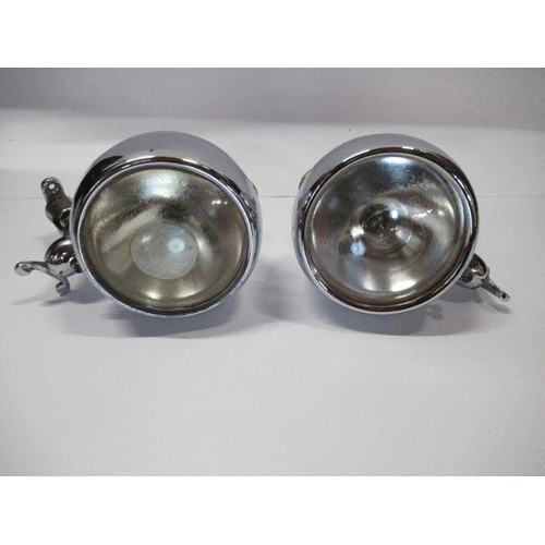 238 - A pair of Radyot chrome plated pillar or cowl mounted spotlights, with swivel fittings, by J Neale a... 